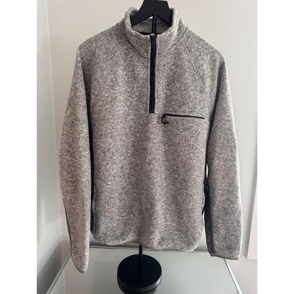 J.Crew Nordic All Weather Designs Mens Large Grey Fleece Quarter Zip Pullover